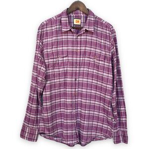 Boss Orange EddaleE Button Up Shirt Men Size XL Purple Plaid Pockets Long Sleeve